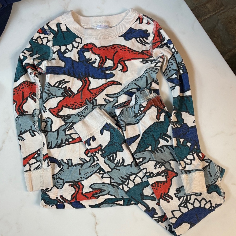 Hanna Andersson Dinosaur Long Sleeve Shirt - Red, Blue, Cream